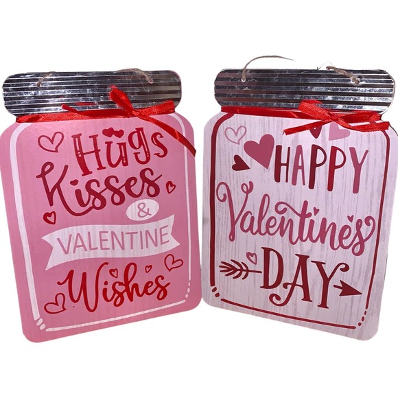 Unknown Other - valentines day wall decor x2 mason jar signs